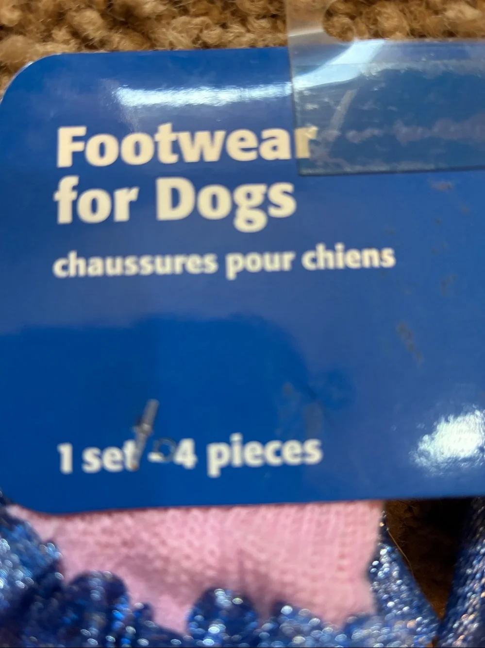 Top Paw Pink Dog Socks with Sparkling Blue Ruffle Trim